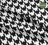 Black Houndstooth Geometric Patterned Digital Printed Fabric